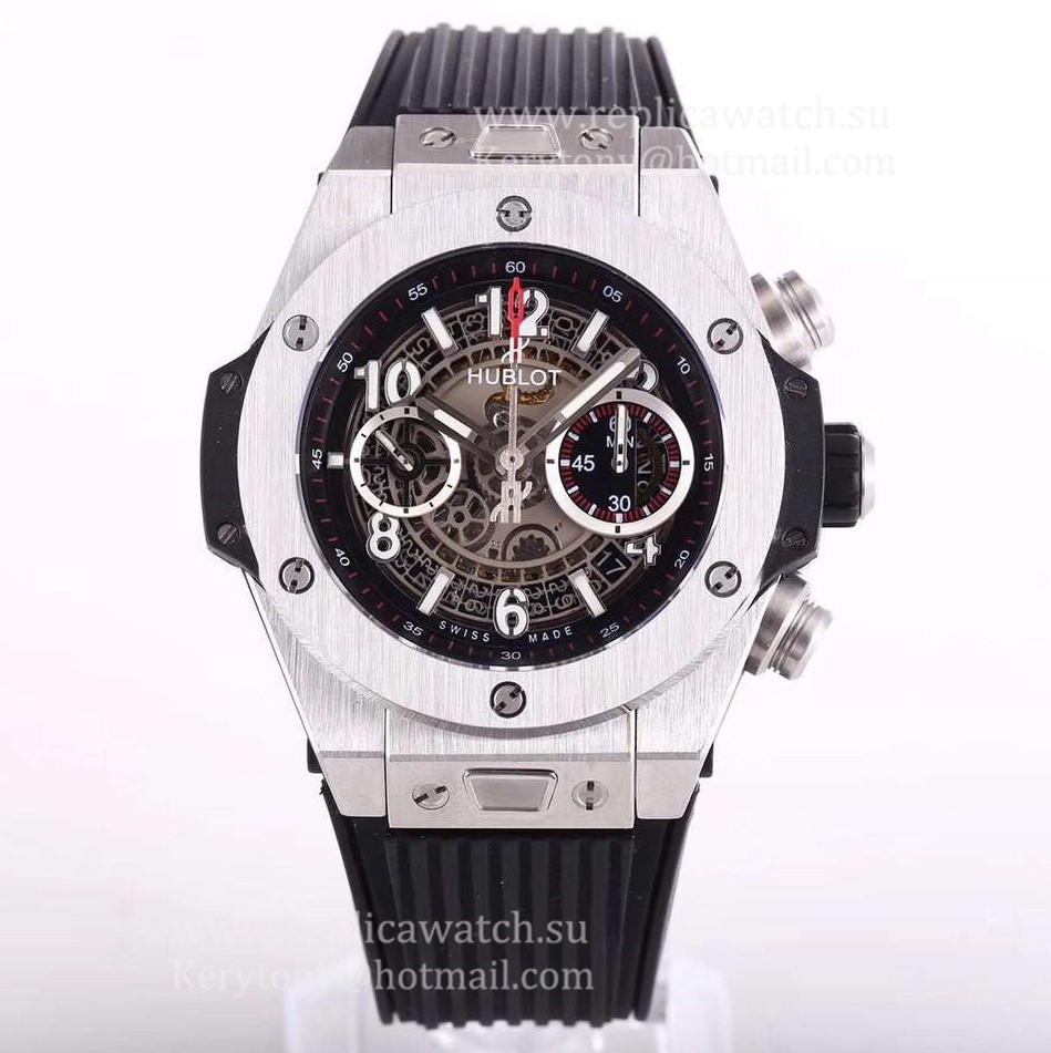 Fake Hublot Big Bang Unico Magic Sapphire 411.JX.1170.RX Noob Factory SS Skeleton Dial HUB1242