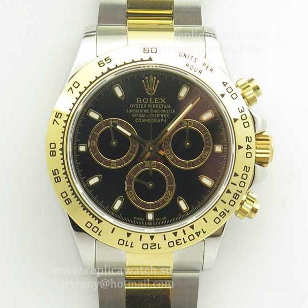 NEW Replica R01ex Daytona  116503 BPF Yellow Gold & SS Black Dial 4130