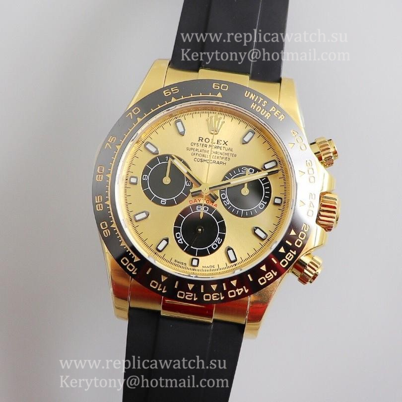 Perfect Replica R01ex Daytona  116518 Noob Factory V3 Yellow Gold Champagne Dial 4130
