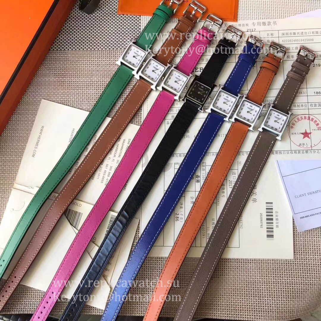 Perfect Replica H**me5 Heure H 21mm 2019 Ladies YF SS White/Black Dial Quartz (Free Box) Color Orange