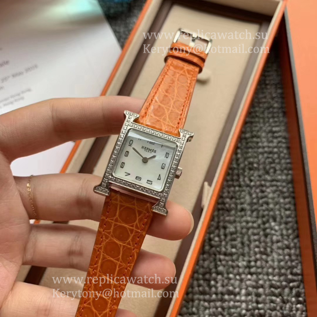Fake H**me5 Heure H 21mm Ladies Z6F SS & D1am0nd MOP Dial Quartz (Box included)