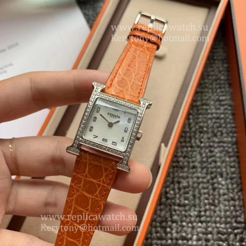NEW Replica H**me5 Heure H 26mm Ladies Z6F SS & D1am0nd MOP Dial Quartz (Box included)