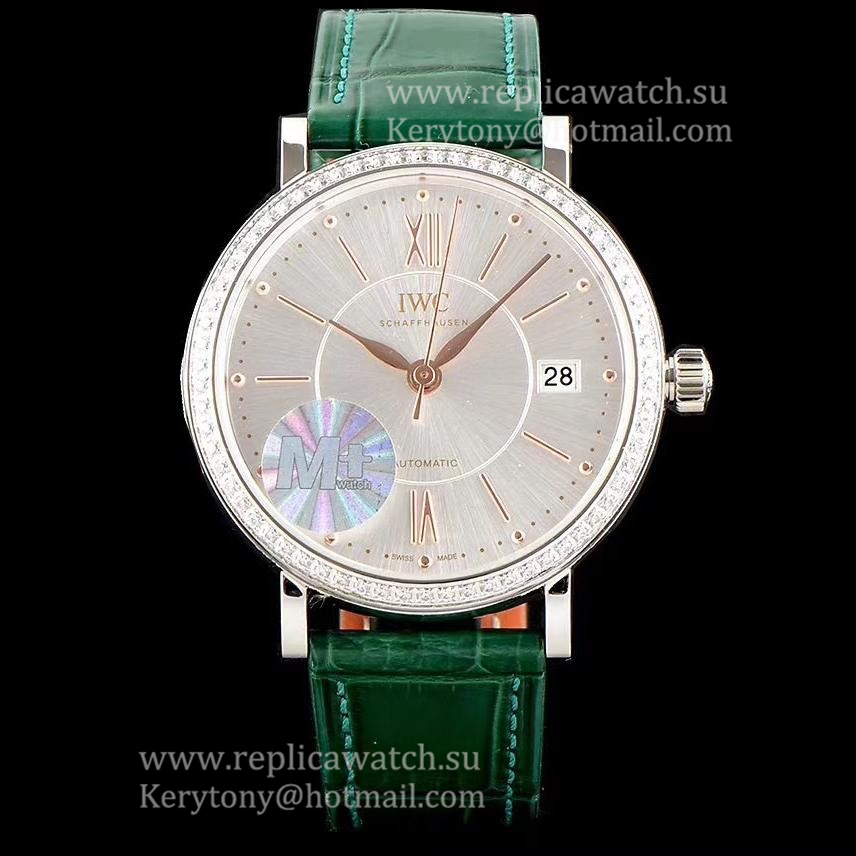 Fake IWC Portofino Automatic 37 IW458112 Ladies M+F SS & D1am0nd Silver Dial 35111