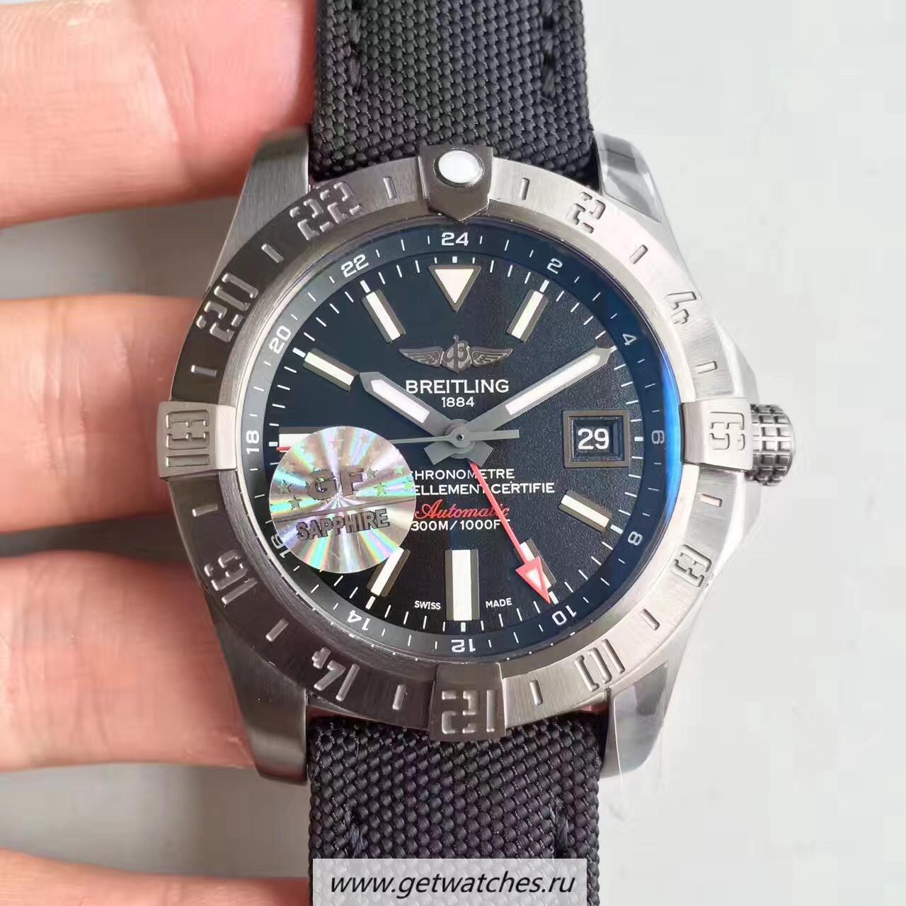 NEW Replica Breitling Avenger II GMT A3239010/BF04/109W/M20BASA.1 GF SS Black Dial 2836