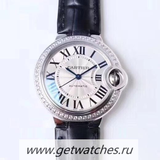 High Quality Ca*t1er Ballon Bleu 33mm W4BB0016 TWF SS & D1am0nds Silver Dial Seiko NH05A