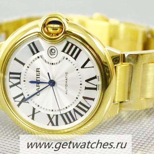 Replica Ca*t1er Ballon Bleu 42mm 24K Yellow Gold Plated White Dial 2836