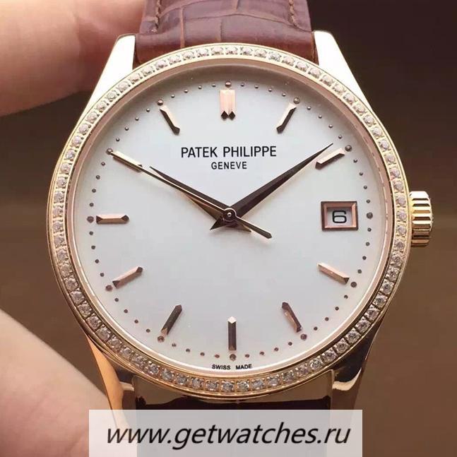 Perfect Replica Pat*k Phi1i*pe Calatrava 5296 Rose Gold D1am0nds Bezel 324SC