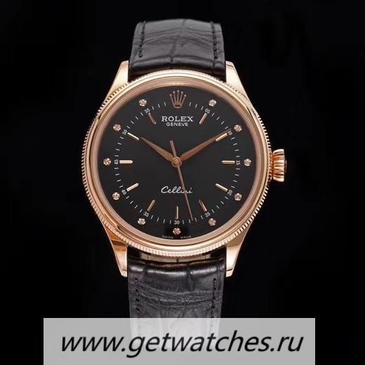 Fake R01ex Cellini Date 50505 GMF Rose Gold Black Dial 3165