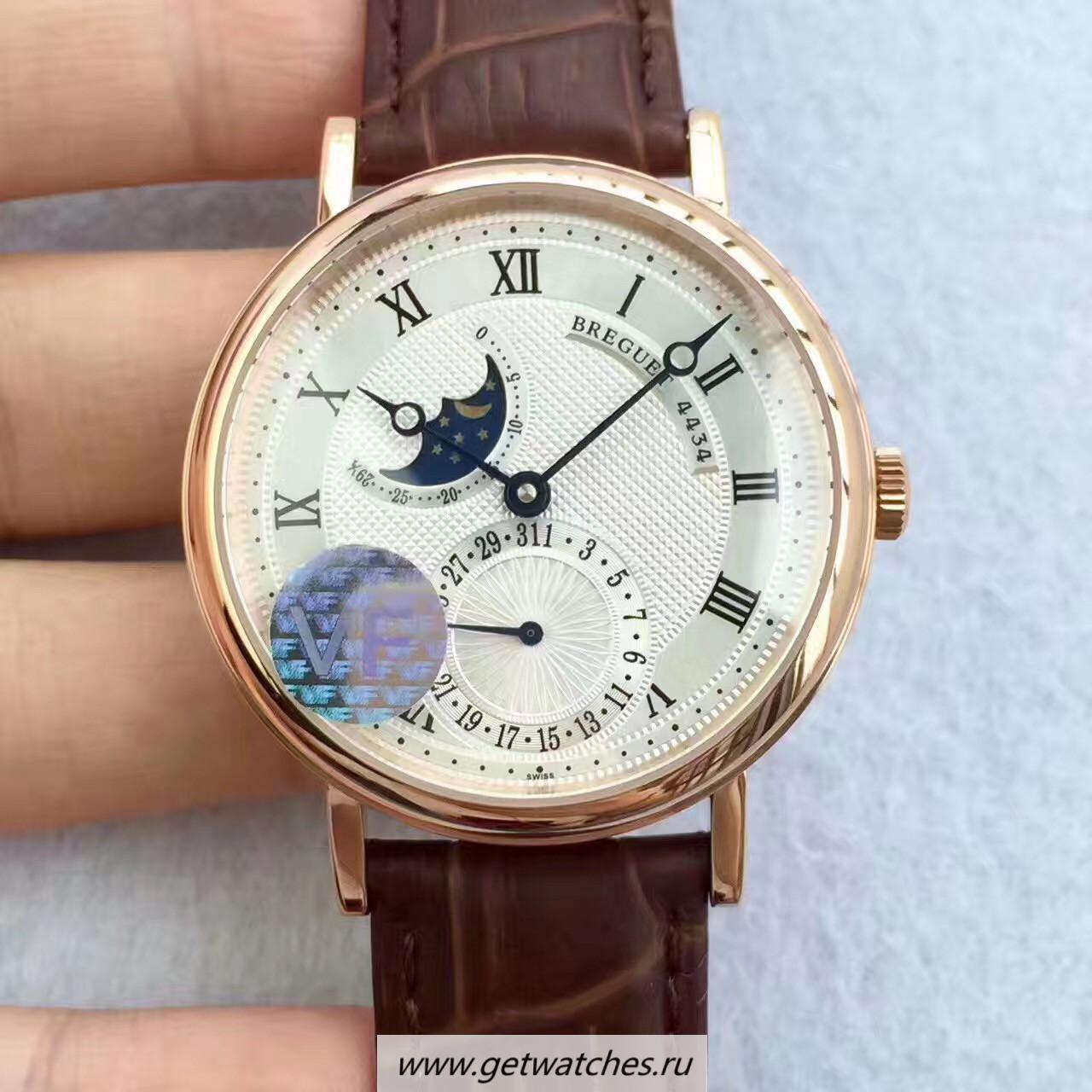 Fake Breguet Classique Moonphase 4434 VF Rose Gold Silver Dial Caliber 5165R