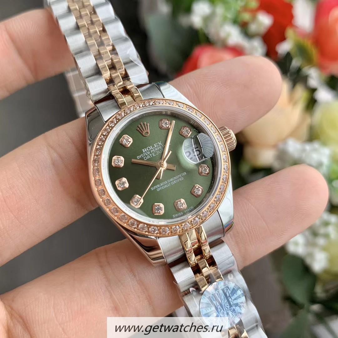 Replica R01ex Datejust 28mm 279381 RBR Ladies WF SS & Rose Gold Green Dial 2671