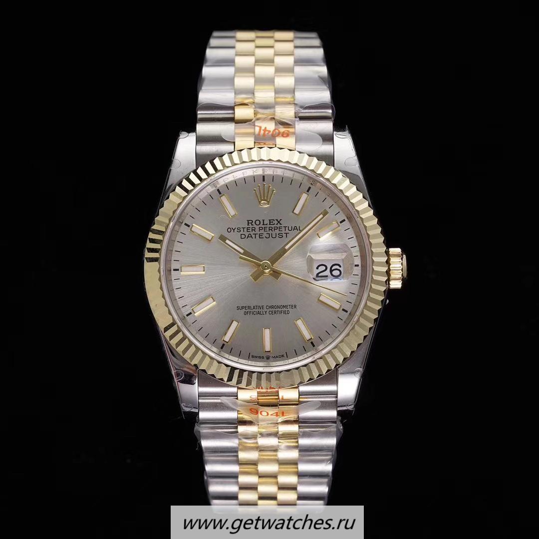 NEW Replica R01ex Datejust 36 126233 GMF SS 904L & 18K Yellow Gold Wrapped Silver Dial 3235