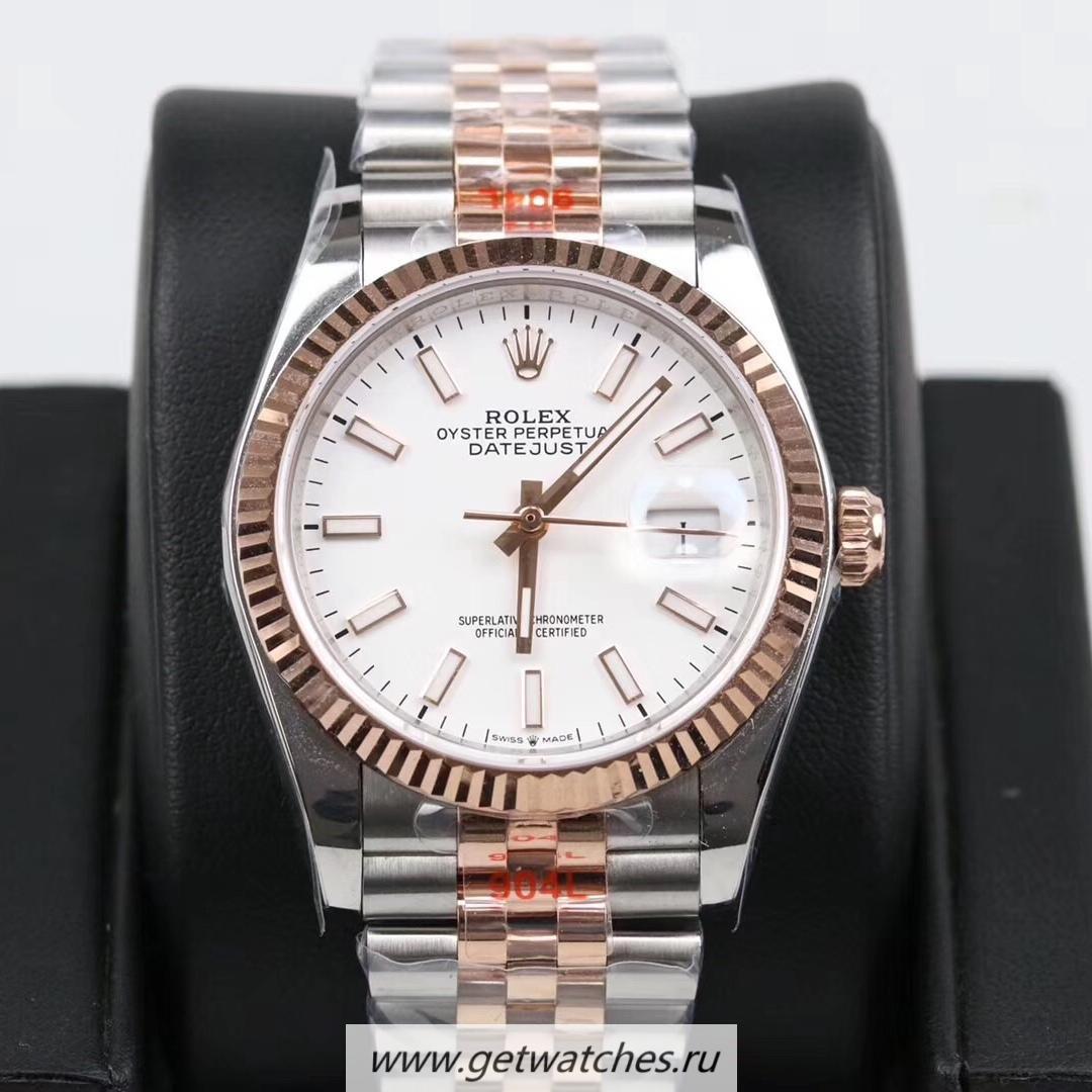 Replica R01ex Datejust 36mm 116231 GMF SS 904L & Rose Gold White Dial 2824