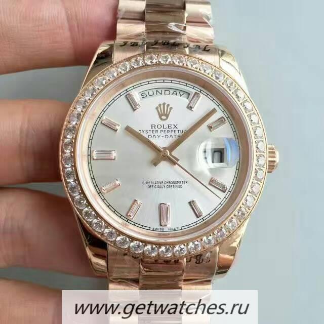 Perfect Replica R01ex Day-Date 40 228235 40mm KWF Rose Gold & D1am0nds Sundust Dial 3255