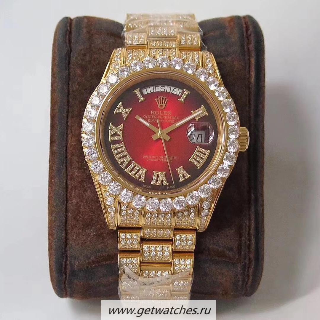 Best Price R01ex Day-Date 40 228348 RBR TWF 18K Yellow Gold Wrapped SS 904L & Big D1am0nd Bezel Red Dial 2836