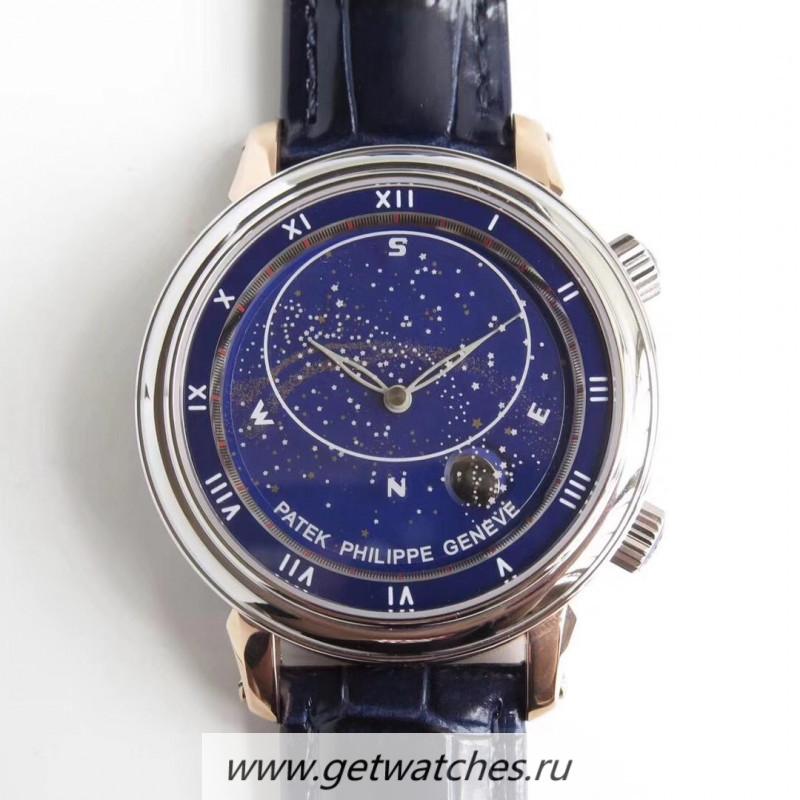 Shop Pat*k Phi1i*pe Grand Complications Sky Moon Celestial 5102PR Noob Factory Rose Gold Blue Dial 240 LU CL C