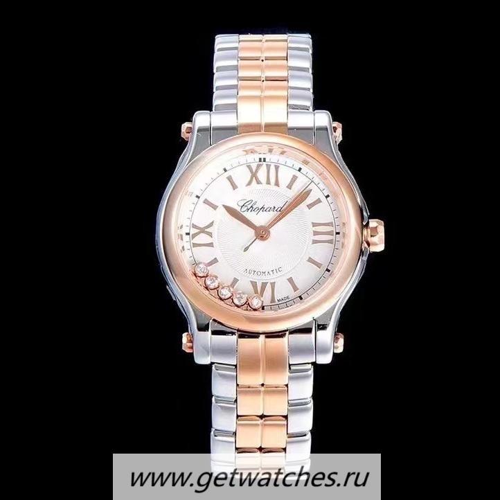 Fake Chopard Happy Sport 36mm Automatic YF Ladies SS & Rose Gold Silver Dial 2892