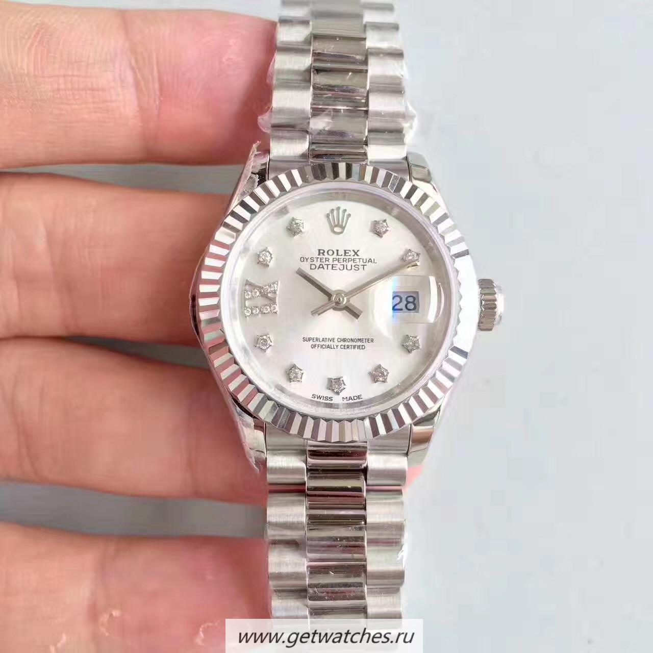 Fake R01ex Ladies Datejust 28 279166 28mm Noob Factory SS Silver Dial 2236