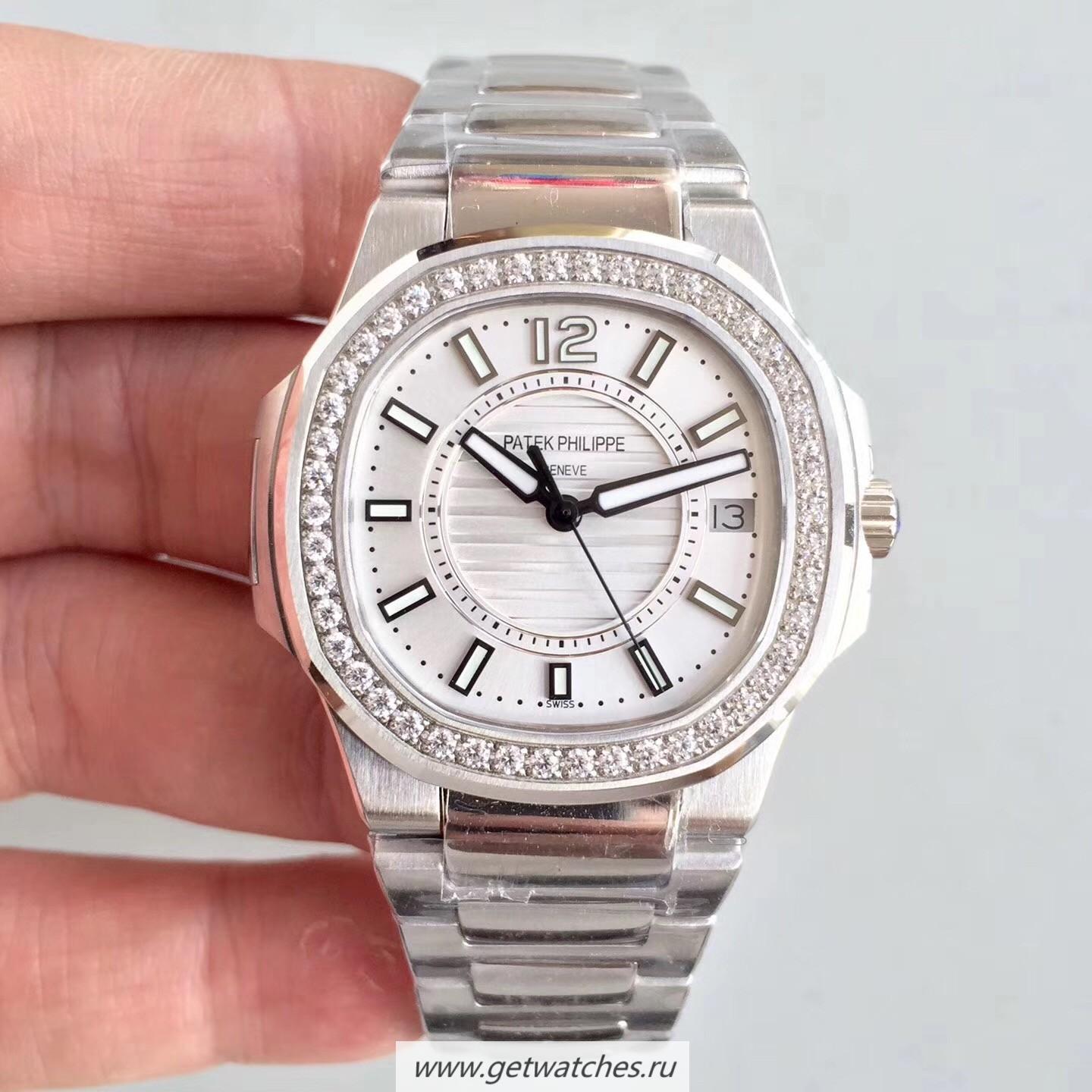 Copy Pat*k Phi1i*pe Nautilus Ladies 7010/1G-001 JJF SS & D1am0nds Silver Dial Quartz E23-250 S C