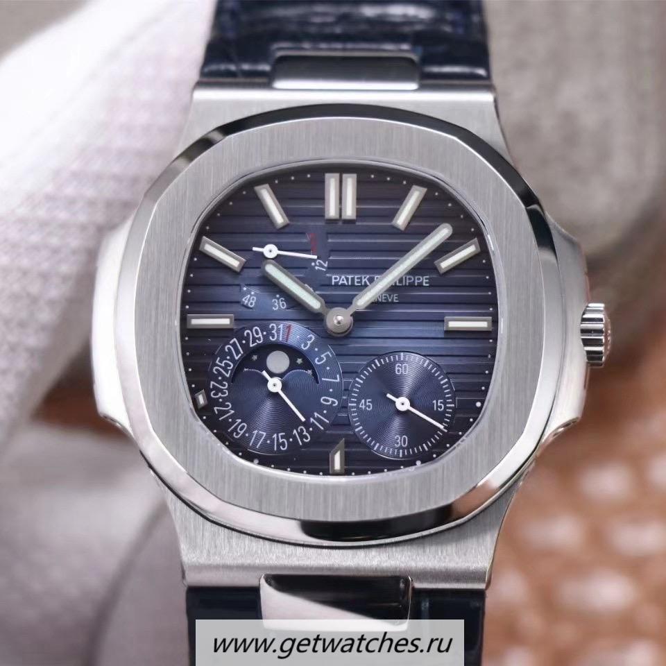 Shop Pat*k Phi1i*pe Nautilus Moonphase 5712 PF SS Blue Dial 240 PS