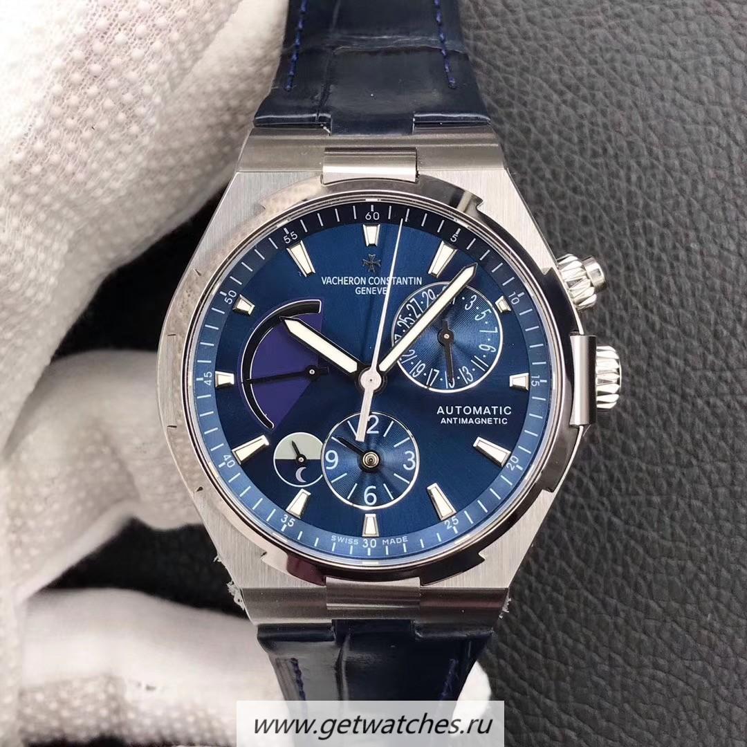High Quality Vacheron C0nstan1n Overseas Dual Time 47450 TWAF SS Blue Dial 1222 SC
