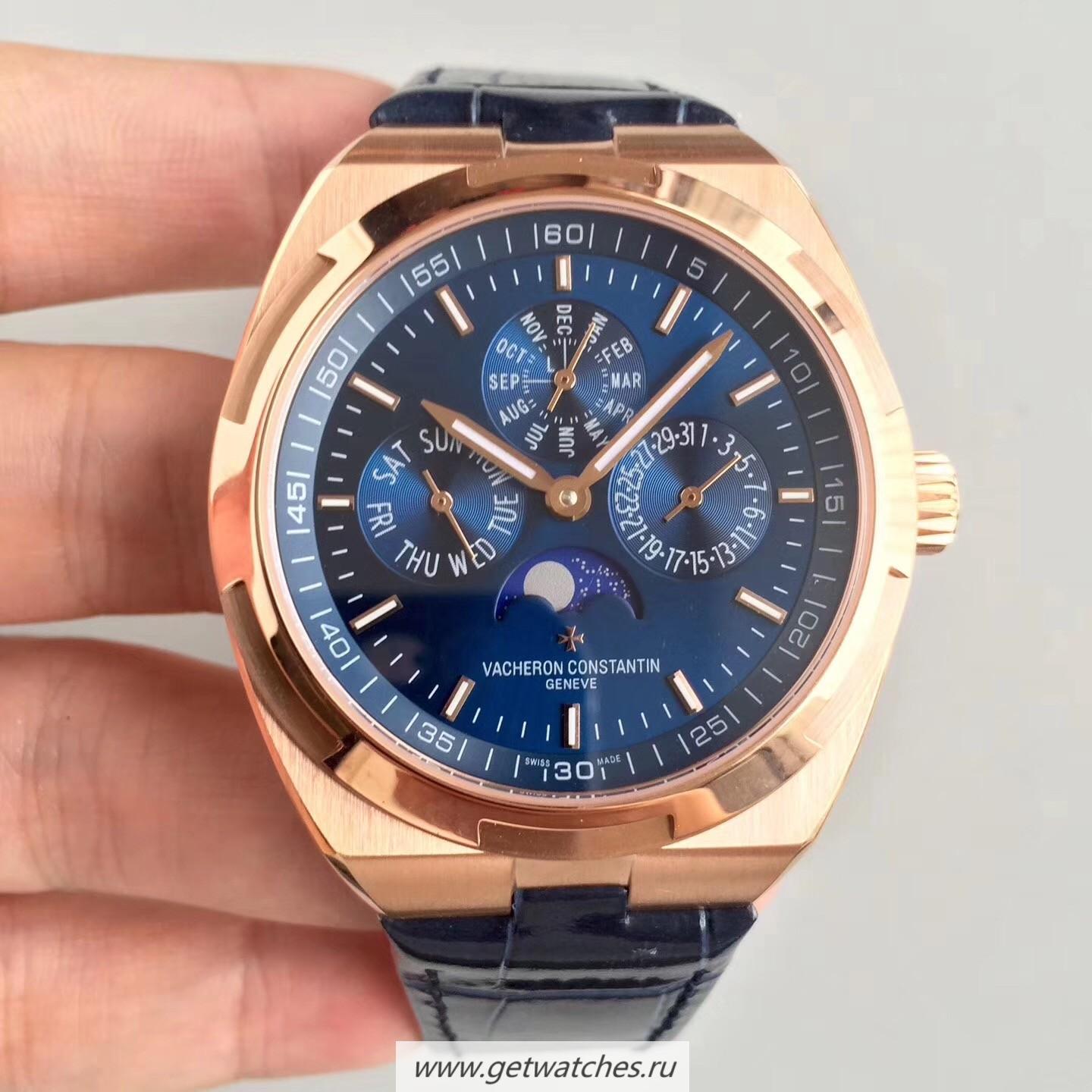 High Quality Vacheron C0nstan1n Overseas Ultra Thin Perpetual Calendar 4300V/120G-B102 BF Rose Gold Blue Dial 1120 QP