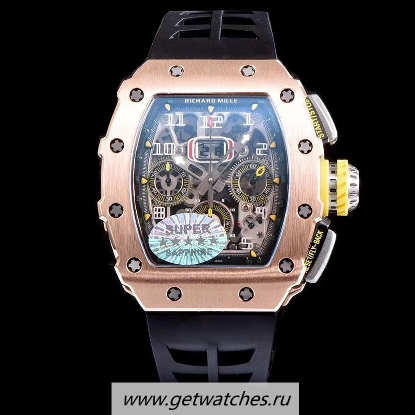 Copy Richard Mille RM011-03 KVF Rose Gold & Titanium Black Dial 7750
