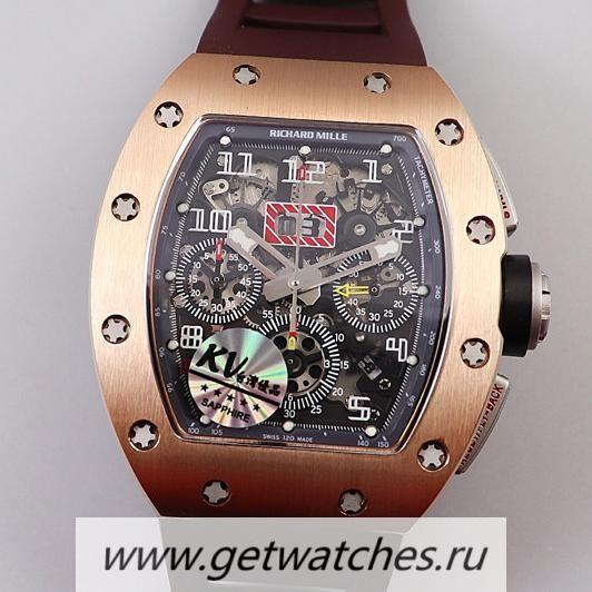 High Quality Richard Mille RM011 Chrono KVF Rose Gold Black Dial 7750 V3