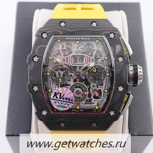 Replica Richard Mille RM011 NTPT Chrono KVF Forged Carbon Black Dial 7750 V2