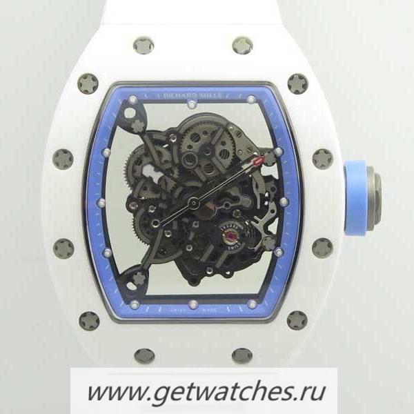 Shop Richard Mille RM055 KVF V2 White Ceramic Blue Skeleton Dial M8215