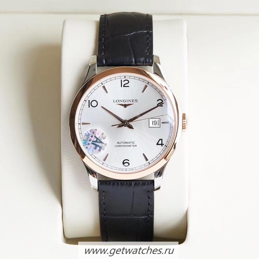 NEW Replica Longines Record L2.821.4.76.2 AF SS & Rose Gold Silver Dial L888.4