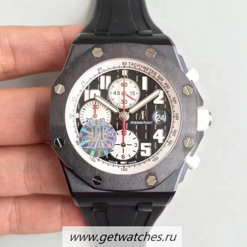 Perfect Replica Audemars Royal Oak Offshore Marcus Edition 26299SN/D010CA.01 JF V2 Black Ceramic Black Dial 7750
