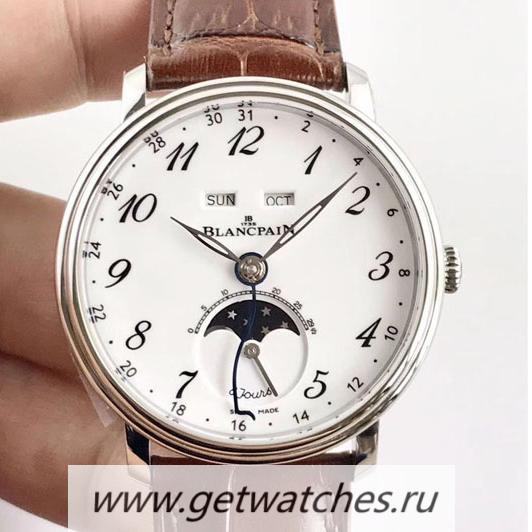 Copy Blancpain Villeret Quantieme Complet 8 Jours 6639-3437-55B OMF SS White Dial 6639